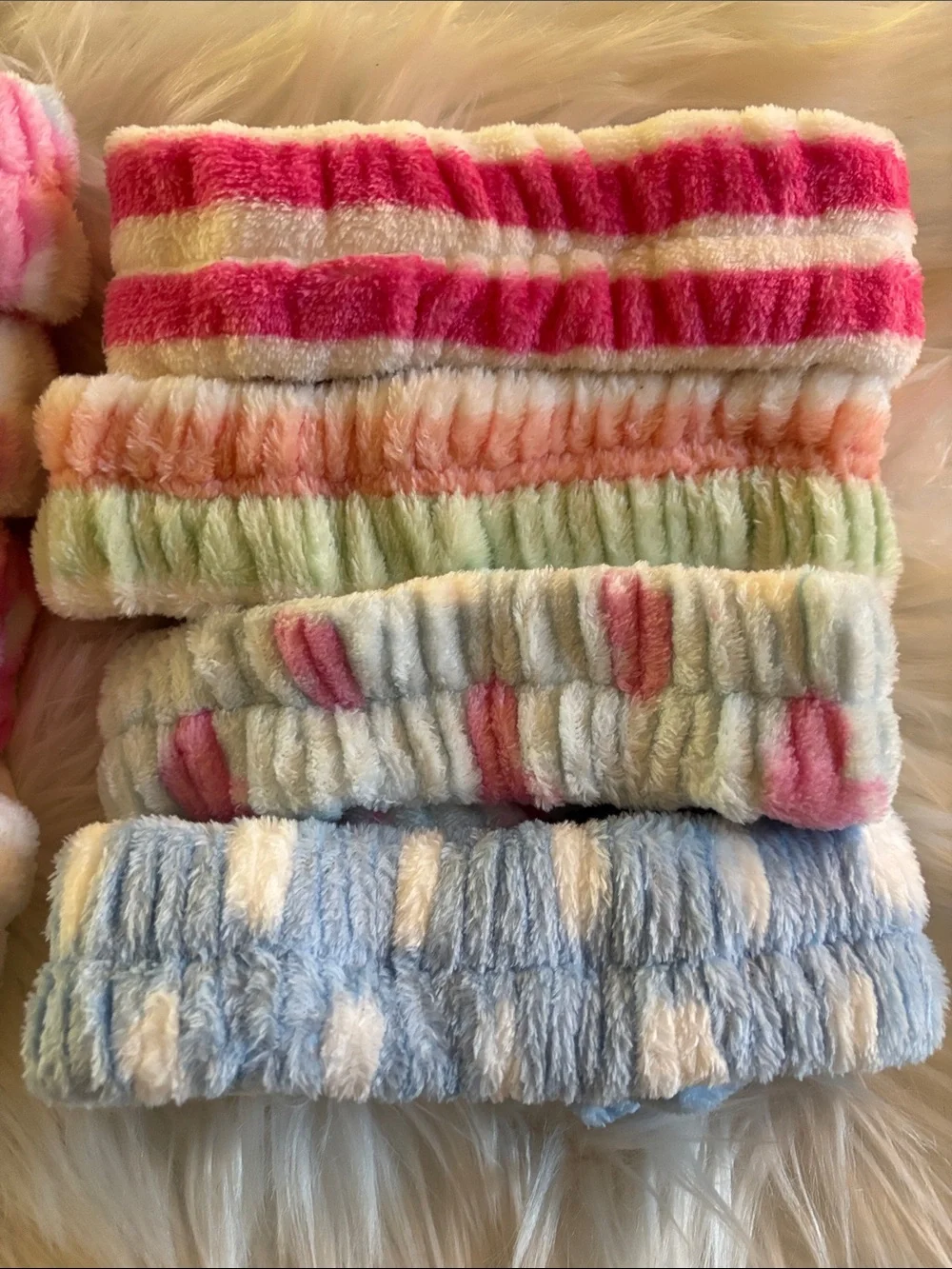 New set of 8 Multi-Colored Plush Bow Headbands.